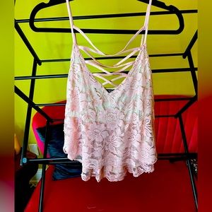 Express Pink lace swing tank